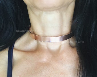 Copper Choker necklace, Copper choker, metal choker, women's  copper jewelry, collar necklace, copper gift, copper, shiny metal choker