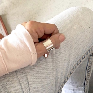 Wide silver ring, chunky silver ring, Silver statement ring, Sterling silver ring band, silver rings for women,  Personalized Gift