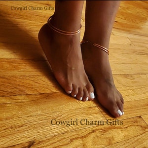 Ankle bracelet, copper anklet, boho anklet, simple anklet,rose gold color anklet, copper jewelry, beach anklet image 6