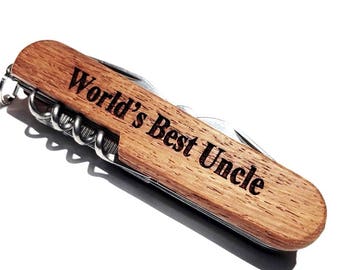 World's Best Uncle Engraved Pocket Knife Personalized Present Birthday Christmas Present Gift for Him Hanukkah Gift