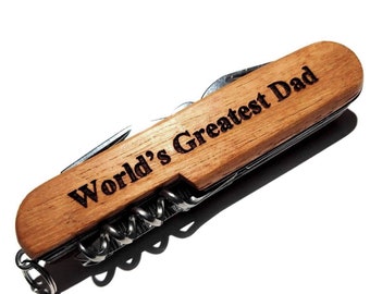 Worlds Greatest Dad Engraved Pocket Knife Personalized Father Present Birthday Christmas Xmas Gift Fathers Day Dad Gift Free Shipping