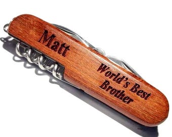 World's Best Brother Engraved Pocket Knife Personalized Christmas Present Birthday Worlds Greatest Brother Stocking Stuffer Secret Santa