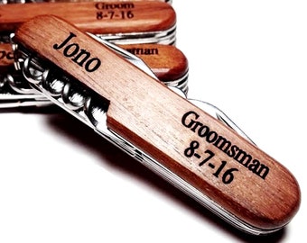 Personalized Groomsmen Gift Pocket Knife Engraved Wood Wedding Bottle Opener Groomsman Gifts Best Man Usher Corkscrew Jack Knife