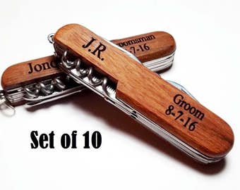 Groomsmen Gift Engraved Pocket Knife Set of 10 Personalized Groomsman Pocket Knives Bridesmaid Gift Best Man Usher Groom Wedding Pocketknife