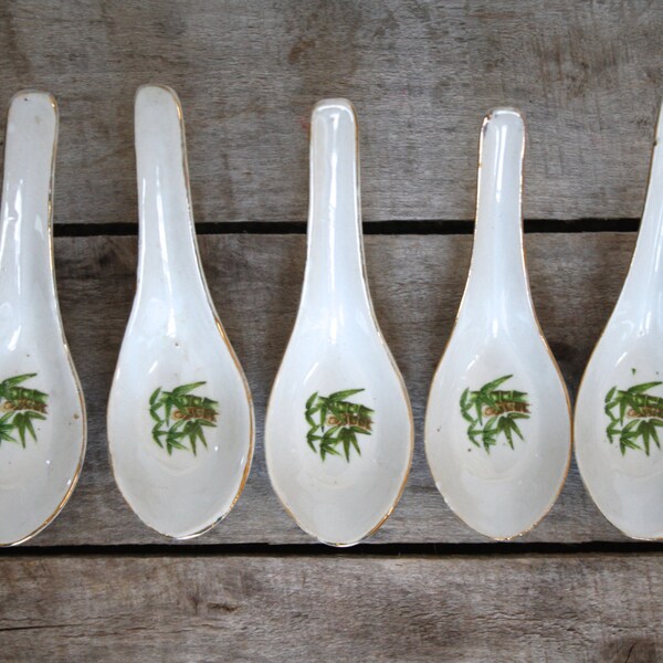 SALE 50% OFF * * * Vintage Asian Serving Spoon Set - Asian Spoon Set of 5