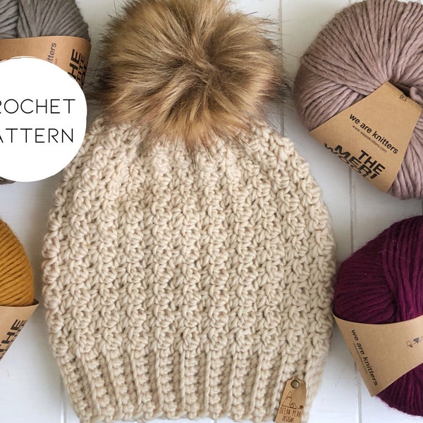 PATTERN - crochet | The Winter Rose Beanie | Slightly Slouchy Toque | Texture Hat | Simple Design | Worsted