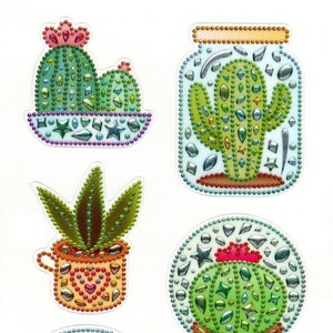 POT DE PLANTE DE CACTUS Feuille d'autocollants auto-adhésifs en strass pour décoration de carterie et scrapbooking