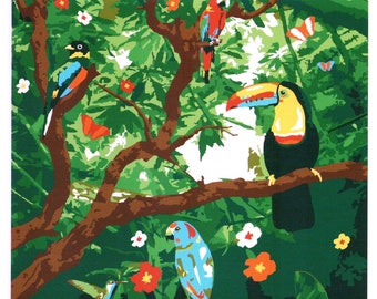 Paint By Numbers Kit RAINFOREST BIRDS Painting Kit, Acrylic, Frameless, Paint by Number Animal Tree