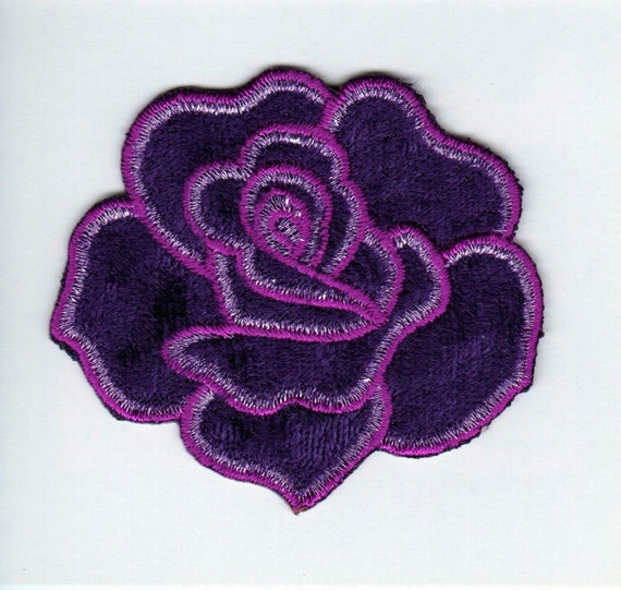 Purple Flower Embroidered Iron On Applique