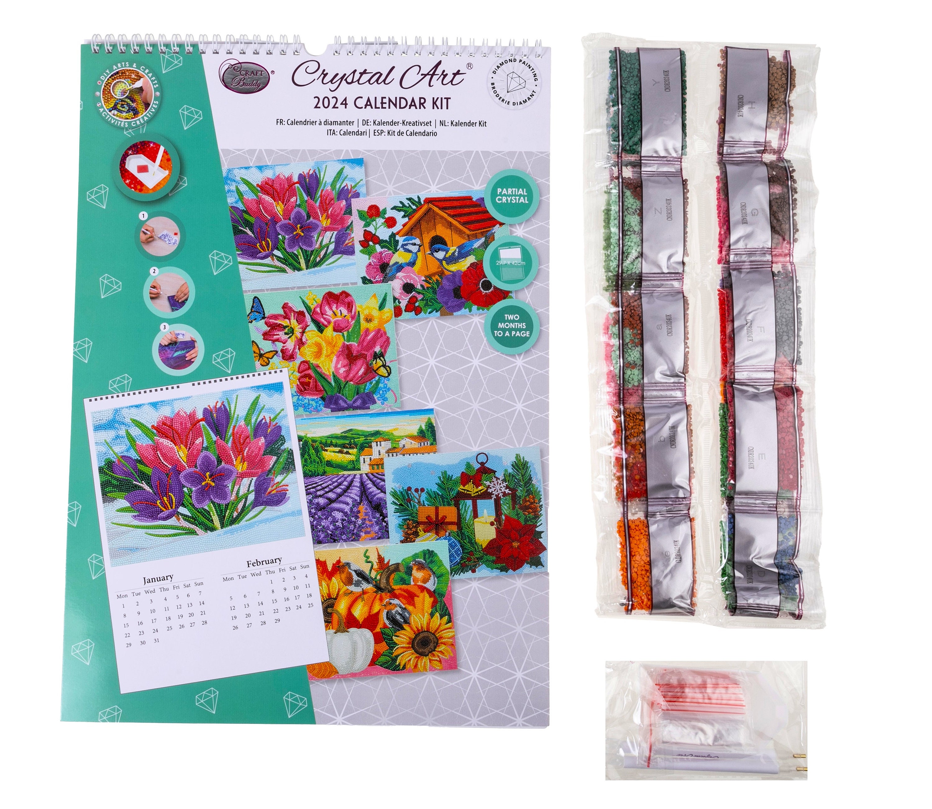 2024 Calendar DIAMOND PAINTING KIT Partial Drill Crystal Art Craft Buddy  Wall Calendar - Etsy