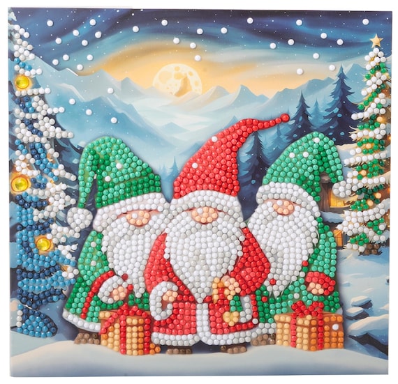 Gnomes Christmas Card Diamond Painting Kit: Arctic Friends Crystal