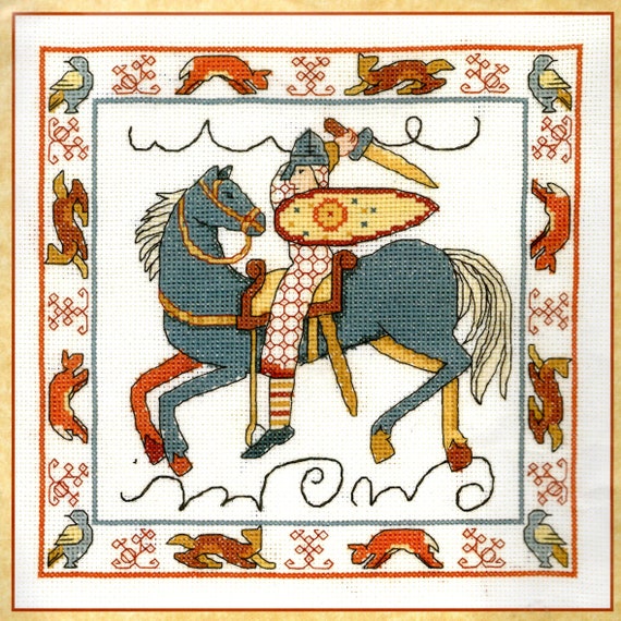 Medieval Knight Cross-stitch Tapestry, Dollhouse Miniature 1/12 Scale, Hand  Made 
