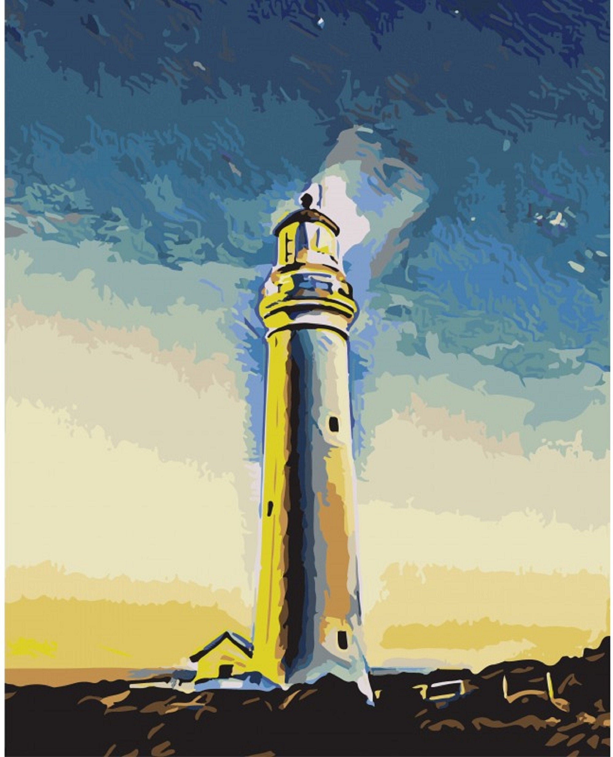 Lighthouse Abstract PAINT BY NUMBERS Canvas Painting Kit 20 x Etsy