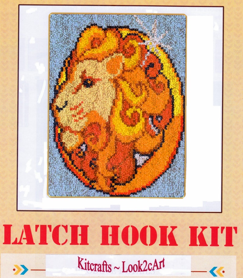LATCH HOOK KIT Leo Lion Zodiac Sign Rug at 20.8 x 15 ins New Etsy