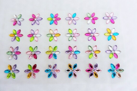 Face Sticker, 1sheet ABS Flower Pattern Glitter Facial Flat Sticker For  Daily Decoration