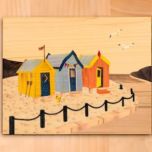 Beach Huts MARQUETRY KIT Seaside Picture CRAFT Kit