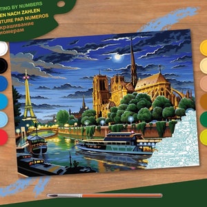 Paint by Numbers Kit NIGHT IN PARIS Painting Kit Acrylic - Etsy UK