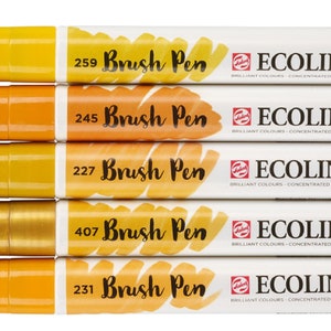 Ecoline Watercolor Brush Pen Set: Earth Yellow Tones, Set of 5