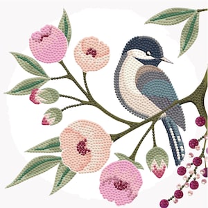 Diamond Painting Kit SPRING Blossom Bird Diamond Dotz Partial Drill