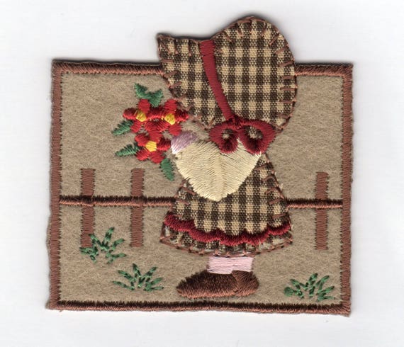 Country Girl with Flowers Embroidery Patch