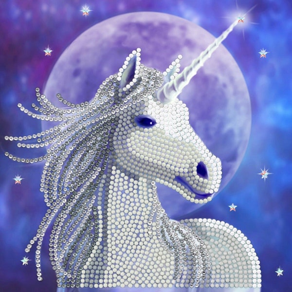 DIAMANT MALEREI KIT Starlight Einhorn Grußkarte Kit 18 x 18 cm Crystal Art Craft Buddy Diamond Dot Mosaik Teilbohrer