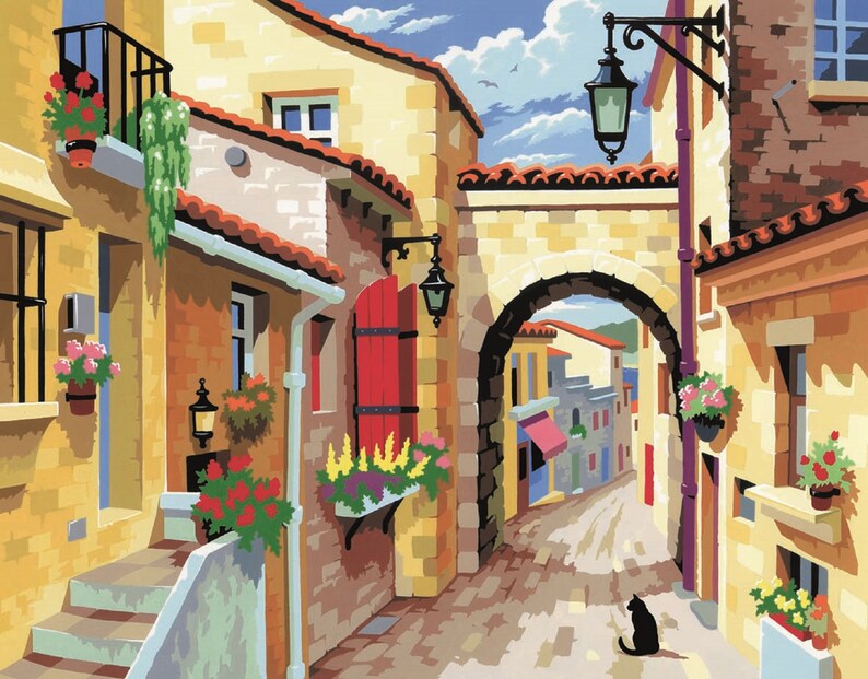 Paint by Numbers Kit a QUIET MEDITERRANEAN STREET Painting Etsy UK
