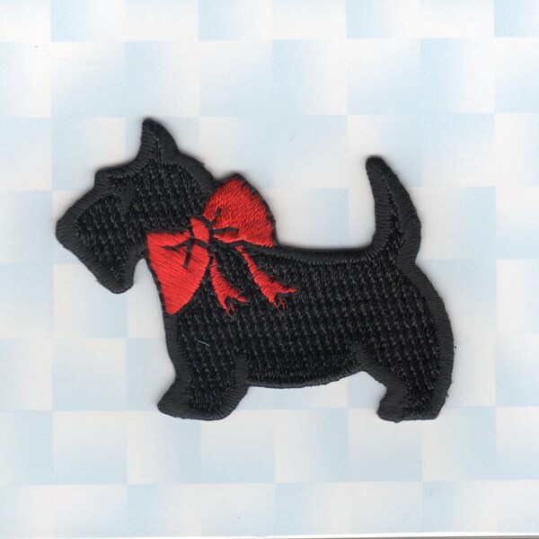 BLACK SCOTTIE DOG Iron On Applique Motif Patch, Brand New