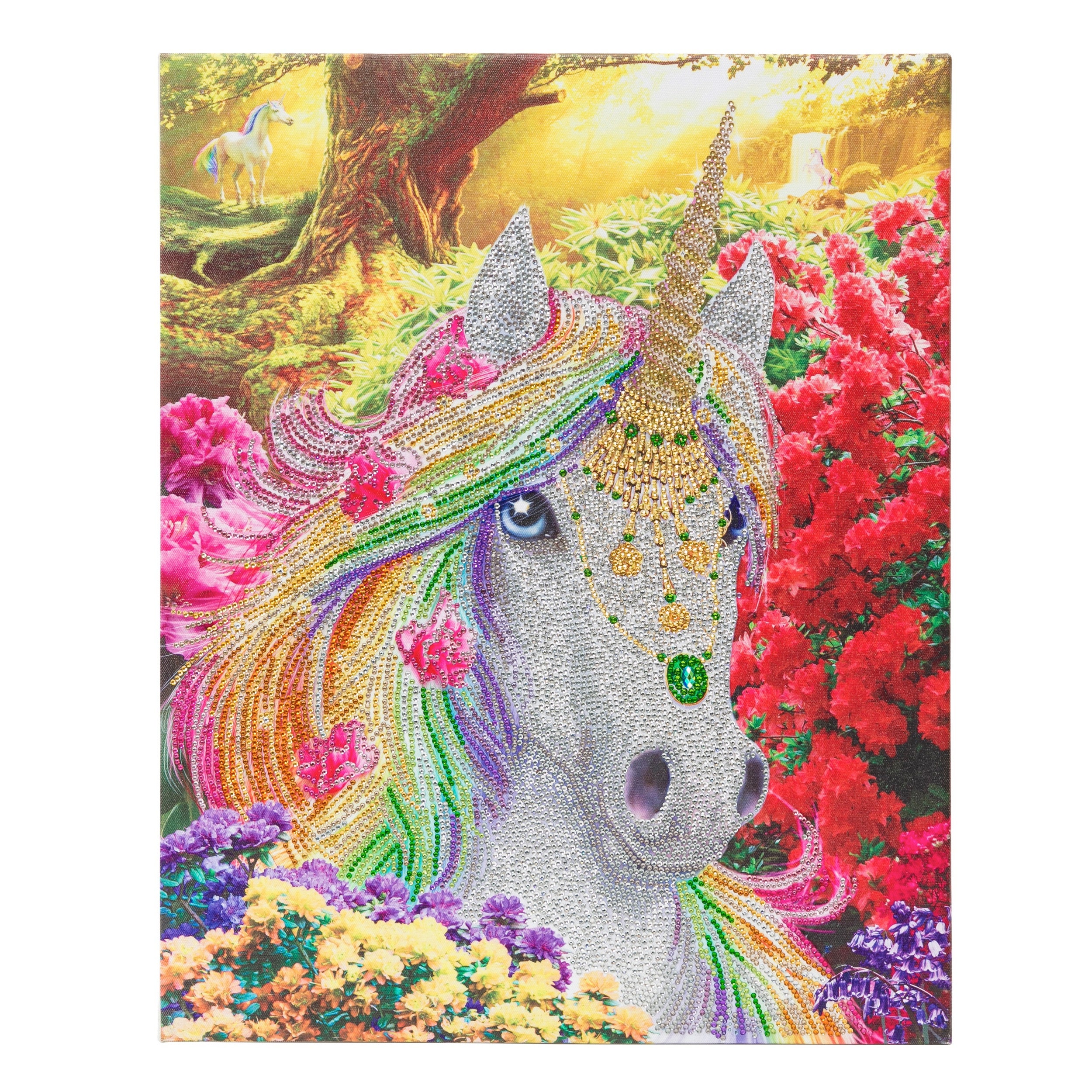 DIAMOND PAINTING KIT Unicorn Forest Crystal Art Fantasy Abstract 20 X 16  Ins With Wooden Frame 