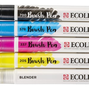 Ecoline Brush Pen Set Pastels Watercolour Brush Pens Set of 5 