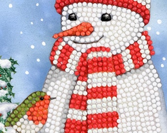 Diamond Painting CHRISTMAS CARD KIT Cosy Snowman 10 x 15 cm Crystal Art Craft Buddy Diamond Dots Partial Drill