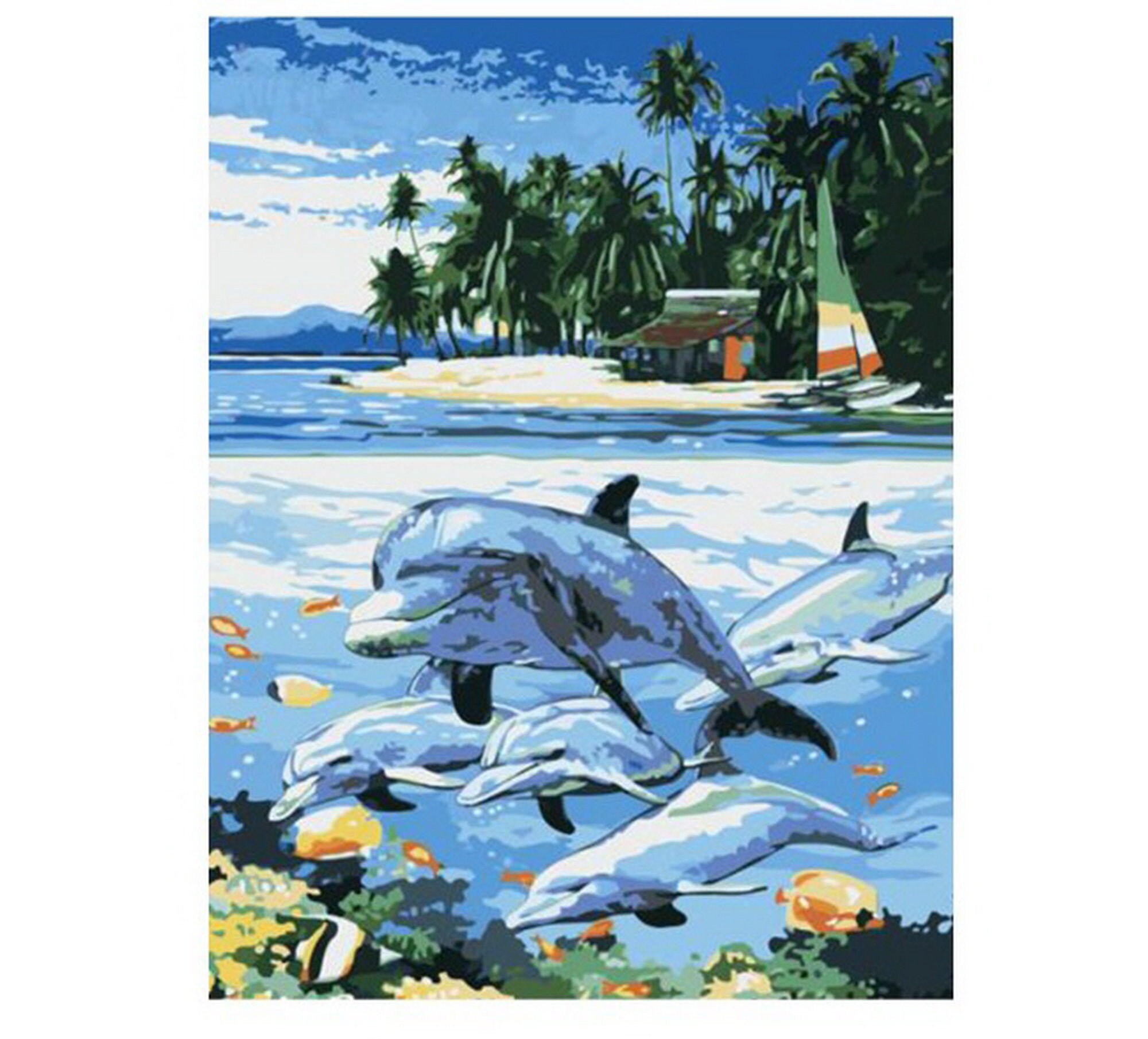 Colorful Paint By Numbers Kits Animals DIY Number Canvas Painting Blue Dolphins Colorful Paint By Numbers Kits Animals DIY Number Canvas Painting Blue Dolphins