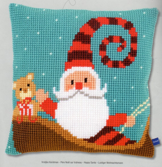 Cross Stitch Reindeer /& Scarf Large Holed Printed Tapestry Canvas Cushion Kit