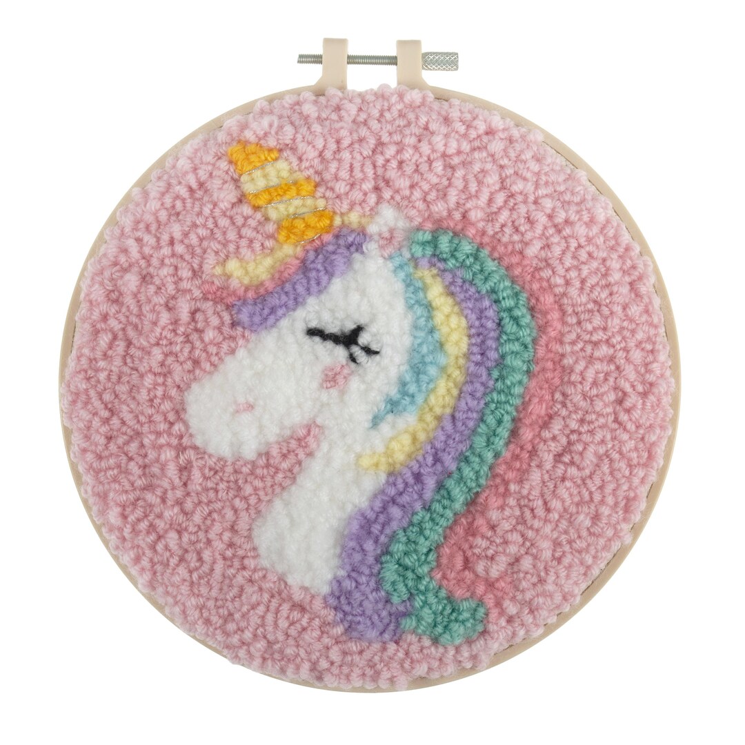 UNICORN Punch Needle Embroidery Kit With Hoop and Yarn, Ideal Starter ...