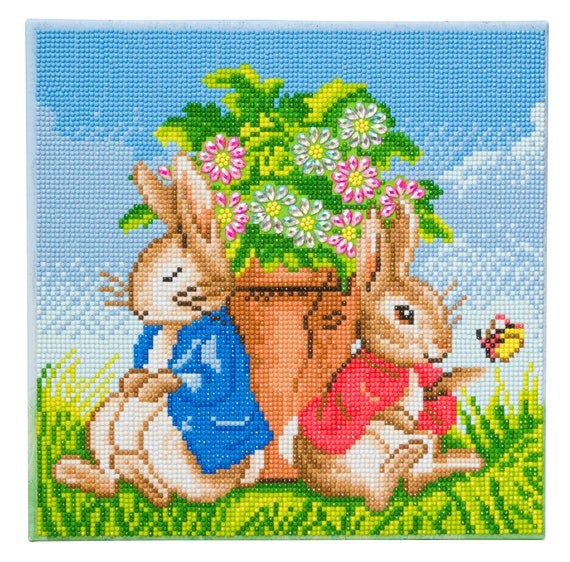 DIAMOND PAINTING KIT Peter Rabbit and Flopsy Flower Pot