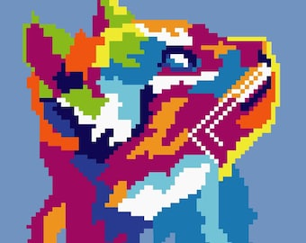 Rainbow Cat Latch Hook Rug Chart: Modern Pixel Art (PDF Pattern)