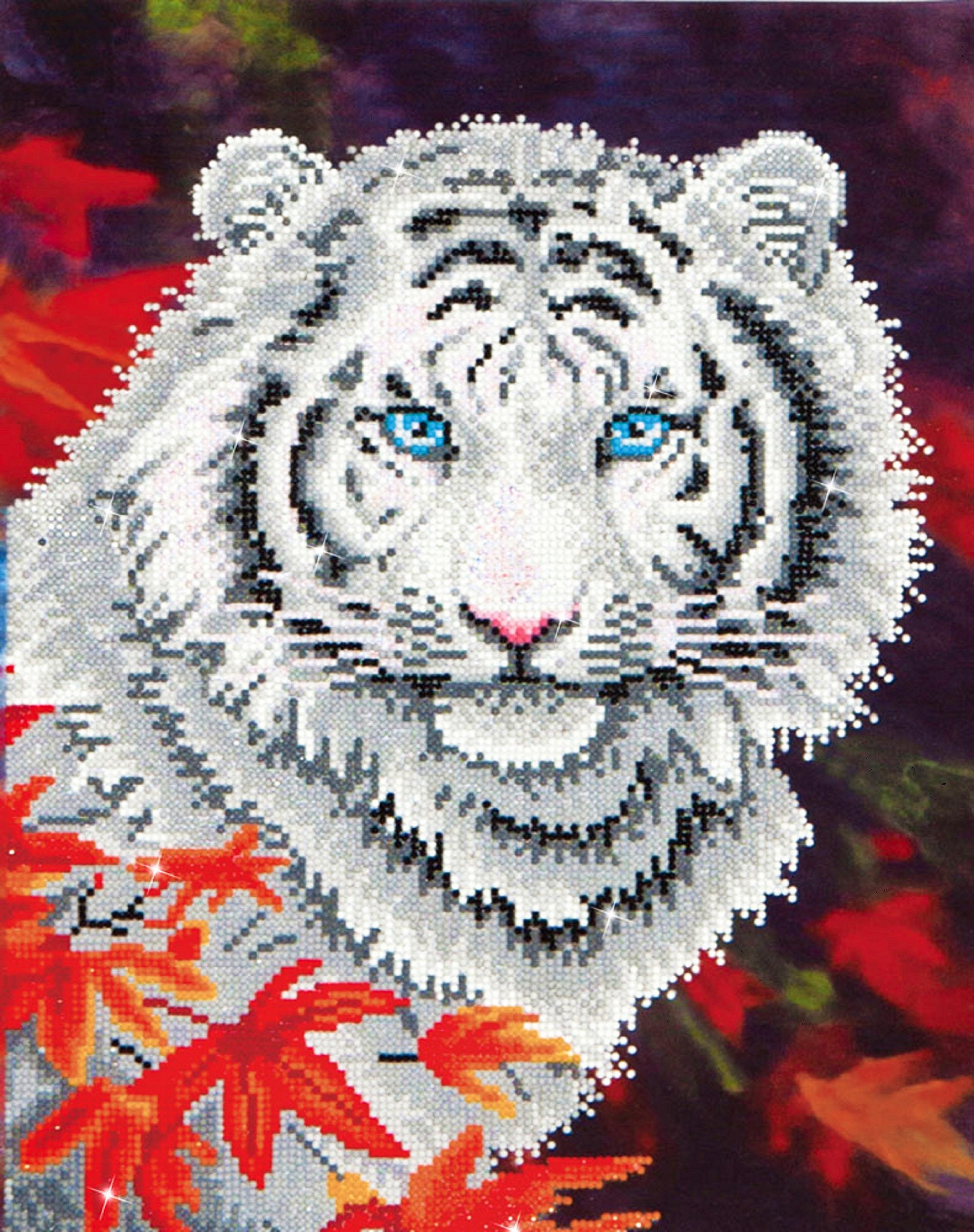 Diamond Dotz Diamond Painting Kit White Tiger & Cubs Design 
