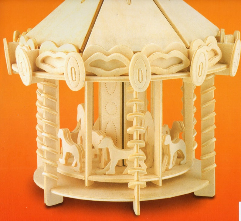 CAROUSEL Woodcraft Construction 3D MODEL Puzzle KIT Brand New