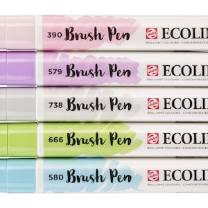 Pastel Watercolor Brush Pen Set: Royal Talens Ecoline, Set of 5