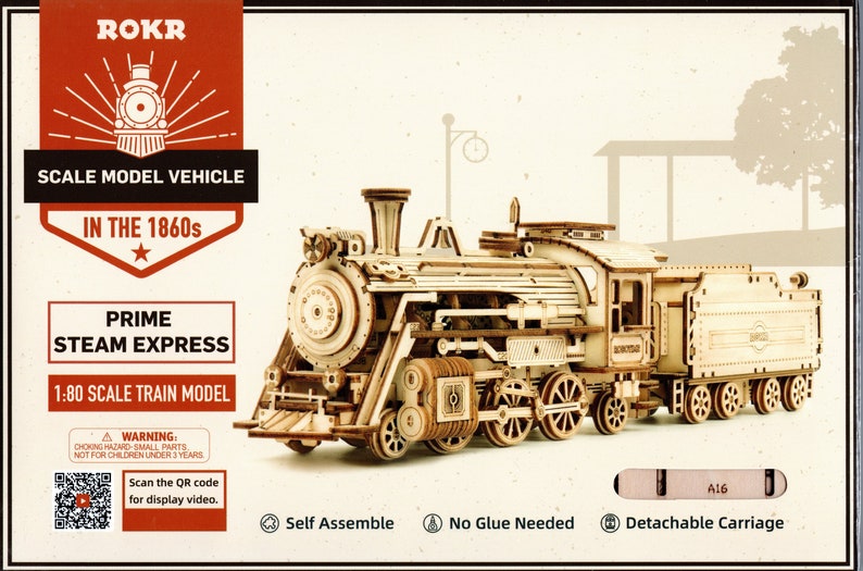 Prime Steam Express Laser-Cut Wood MODEL TRAIN KIT, Brand New image 2