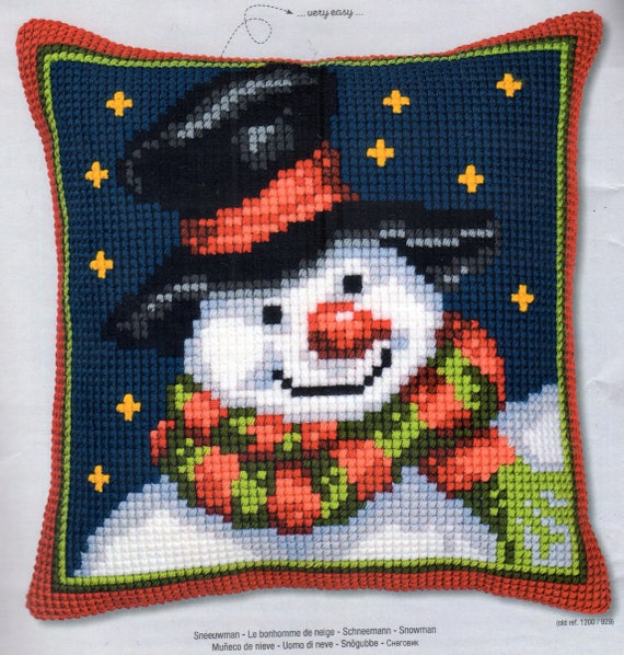 Santa in Hat Large Holed Printed Canvas Tapestry//Chunky Cross Stitch Cushion Kit