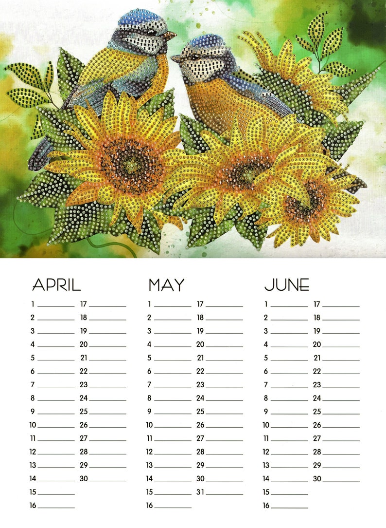 Perpetual Calendar DIAMOND PAINTING KIT Partial Drill Crystal - Etsy