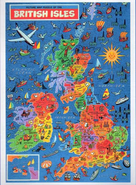 Picture Map JIGSAW PUZZLE of the UK 500 Large Pcs for Age 10 Brand