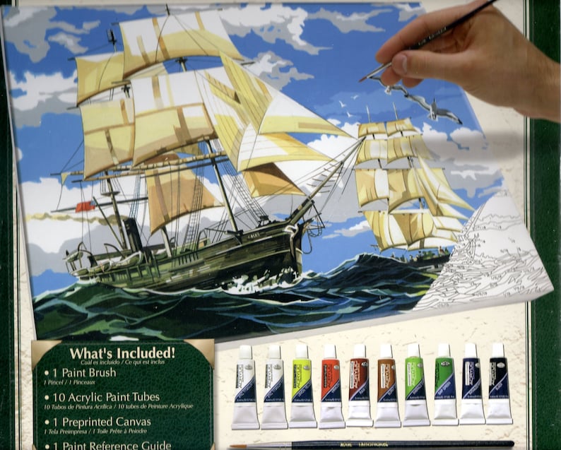 Paint by Numbers Kit SAILING SHIPS Painting Kit Acrylic Etsy