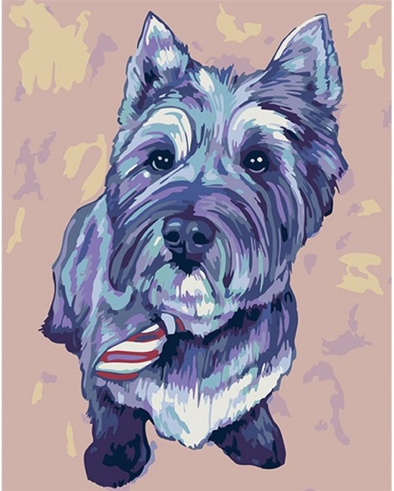 cairn terrier dog paint by numbers painting kit acrylic etsy