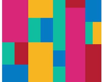 Latch Hook Rug Chart Pattern: Vibrant Color Block Design (Digital Download)