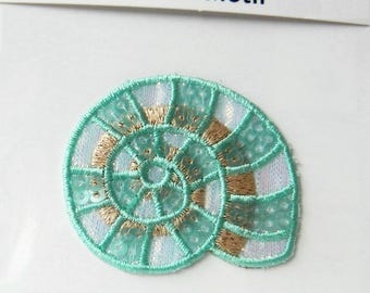 Ammonite Shell Iron On Applique Motif Patch, Brand New