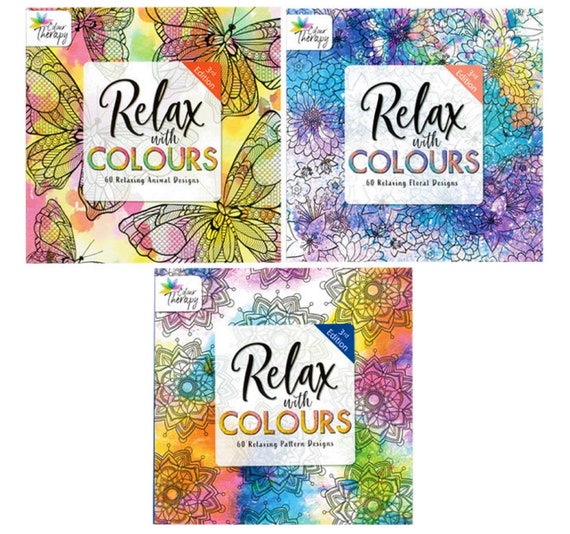 Set of 3 Colour Therapy Adult COLOURING BOOKS Series 3 for