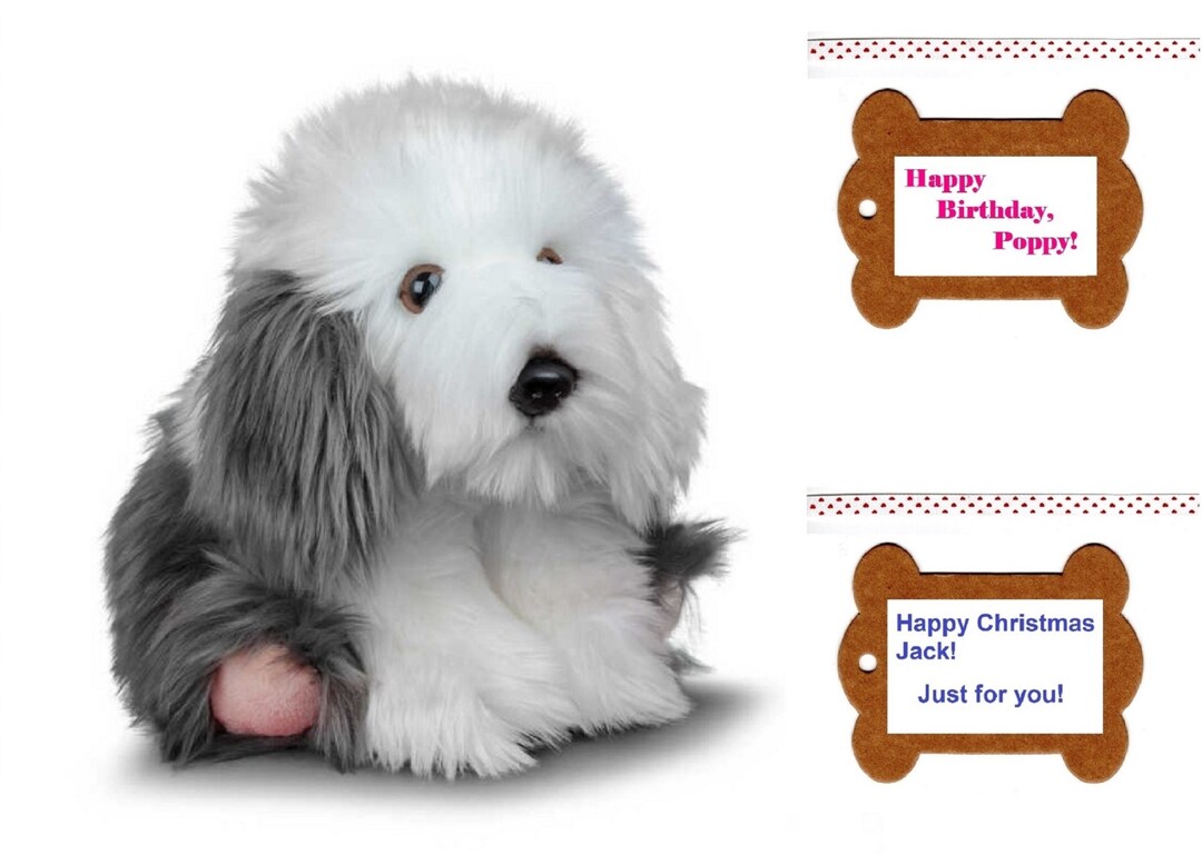 Plush Soft Toy Sheepdog 9 Ins Tall PERSONALISED With Message Tag, Brand ...