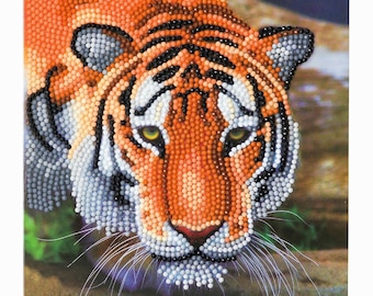 Tiger Diamond Painting Card Kit, Crystal Art Craft (18x18cm)