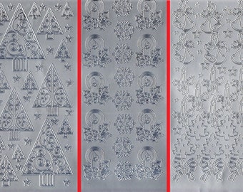 Set of 8 CHRISTMAS SILVER FOIL Peel Off Sticker Sheets Card Making Decoration Embellishment